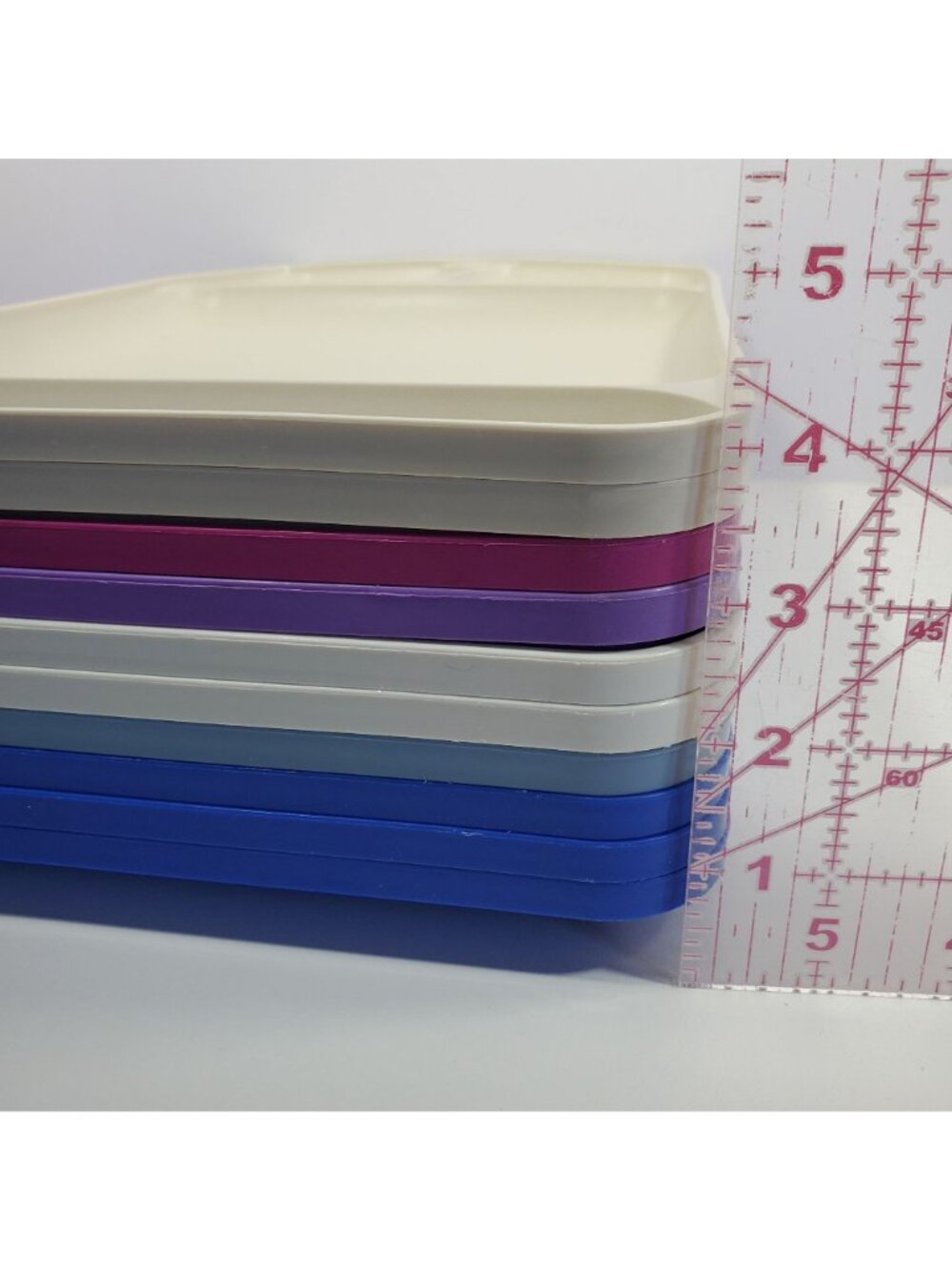 Tupperware Lunch Trays 10 Divided Dinner Camping Blue Cream Purple 1535 Vintage - Picture 11 of 11
